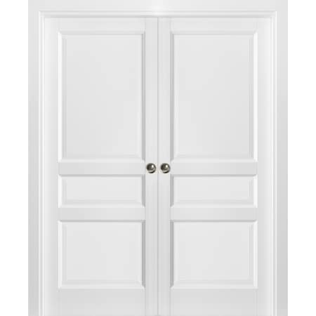 Sartodoors Double Pocket Interior Door, 64" x 80", White LUCIA31DP-BEM-64